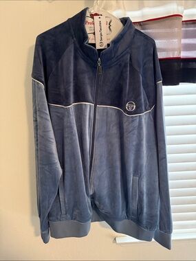 Sergio Tacchini Two-Tone Blue Velour Track Jacket